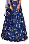 Shop_Salian By Anushree_Blue Lehenga And Blouse Satin Dupatta Net Embroidery V Foil Print Tiered Set _Online_at_Aza_Fashions