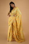 SAKSHAM & NEHARICKA_Yellow Cotton Silk Chiffon Saree  _Online_at_Aza_Fashions