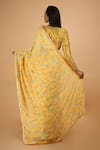 Shop_SAKSHAM & NEHARICKA_Yellow Cotton Silk Chiffon Saree  _at_Aza_Fashions