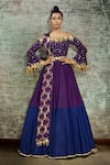 Buy_Salian By Anushree_Blue Anarkali And Belt Silk Dupatta Satin With _at_Aza_Fashions