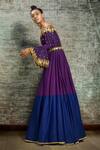 Buy_Salian By Anushree_Blue Anarkali And Belt Silk Dupatta Satin With _Online_at_Aza_Fashions