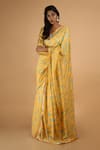 Buy_SAKSHAM & NEHARICKA_Yellow Cotton Silk Chiffon Saree  _at_Aza_Fashions