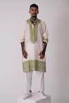 Buy_Wabi Sabi By Anshum-Ritesh_Ivory Chanderi Aari Kurta Set _at_Aza_Fashions