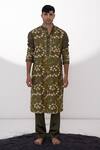 Buy_Wabi Sabi By Anshum-Ritesh_Green Chanderi Aari, Garden Embroidered Kurta Set _at_Aza_Fashions