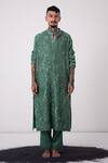 Buy_Wabi Sabi By Anshum-Ritesh_Green Chanderi Cutdana, Paisley, Sequin, Aari, Bead Embroidered Kurta Set _at_Aza_Fashions