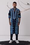 Buy_Wabi Sabi By Anshum-Ritesh_Blue Chanderi Cutdana, Floral, Sequin, Aari, Bead Embroidered Kurta Set _at_Aza_Fashions