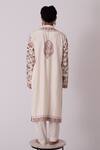 Shop_Wabi Sabi By Anshum-Ritesh_Ivory Chanderi Cutdana, Sequin, Aari, Bead, Flying Crane Embroidered Kurta Set _at_Aza_Fashions