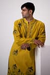 Buy Wabi Sabi By Anshum-Ritesh Yellow Chanderi Cutdana, Sequin, Aari, Bead, Flock Parrot Embroidered Kurta Set Online at Aza Fashions Buy_Wabi Sabi By Anshum-Ritesh_Yellow Chanderi Cutdana, Sequin, Aari, Bead, Flock Parrot Embroidered Kurta Set _Online_at_Aza_Fashions