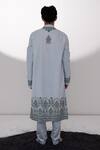 Shop_Wabi Sabi By Anshum-Ritesh_Blue Chanderi Floral, Aari Embroidered Kurta Set _at_Aza_Fashions