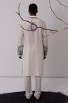 Shop_Wabi Sabi By Anshum-Ritesh_Ivory Chanderi Cutdana, Leaf, Sequin, Aari, Bead Embroidered Kurta Set _at_Aza_Fashions