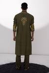Shop_Wabi Sabi By Anshum-Ritesh_Green Chanderi Aari, Garden Embroidered Kurta Set _at_Aza_Fashions