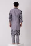 Shop_Wabi Sabi By Anshum-Ritesh_Grey Chanderi Cutdana, Floral, Sequin, Aari, Bead Embroidered Kurta Set _at_Aza_Fashions