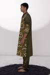 Wabi Sabi By Anshum-Ritesh_Green Chanderi Aari, Garden Embroidered Kurta Set _Online_at_Aza_Fashions