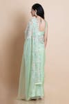 Shop_SAKSHAM & NEHARICKA_Green Silk Organza Saree _at_Aza_Fashions