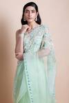 Buy_SAKSHAM & NEHARICKA_Green Silk Organza Saree _Online_at_Aza_Fashions