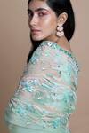 Shop_SAKSHAM & NEHARICKA_Green Silk Organza Saree _Online_at_Aza_Fashions