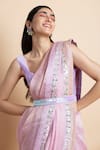 Buy_SAKSHAM & NEHARICKA_Purple Handwoven Linen Silk Saree _Online_at_Aza_Fashions