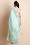 Shop_Saksham & Neharicka_Green Handwoven Linen Silk Saree _at_Aza_Fashions