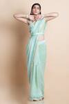 Buy_Saksham & Neharicka_Green Handwoven Linen Silk Saree _at_Aza_Fashions
