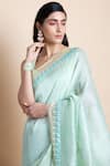 Shop_Saksham & Neharicka_Green Handwoven Linen Silk Saree _Online_at_Aza_Fashions