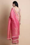 Shop_SAKSHAM & NEHARICKA_Pink Handwoven Linen Silk Saree _at_Aza_Fashions