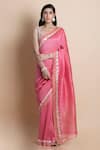 Buy_SAKSHAM & NEHARICKA_Pink Handwoven Linen Silk Saree _Online_at_Aza_Fashions