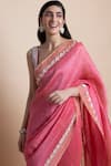 Buy_SAKSHAM & NEHARICKA_Pink Handwoven Linen Silk Saree _at_Aza_Fashions