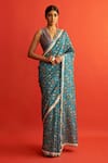 Buy_SAKSHAM & NEHARICKA_Blue Handwoven Chanderi Saree _at_Aza_Fashions