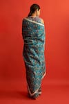 Shop_SAKSHAM & NEHARICKA_Blue Handwoven Chanderi Saree _at_Aza_Fashions