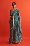 Saksham Neharicka_Blue Handwoven Chanderi Saree_Online_at_Aza_Fashions