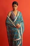 Shop_Saksham Neharicka_Blue Handwoven Chanderi Saree_Online_at_Aza_Fashions