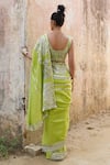 Shop_SAKSHAM & NEHARICKA_Green Handwoven Chanderi Embroidered Saree _at_Aza_Fashions