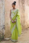 SAKSHAM & NEHARICKA_Green Handwoven Chanderi Embroidered Saree _Online_at_Aza_Fashions