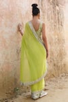 Shop_Saksham Neharicka_Green Georgette Hand Embroidered Saree _at_Aza_Fashions