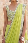 Buy_Saksham Neharicka_Green Georgette Hand Embroidered Saree _Online_at_Aza_Fashions