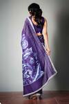 Shop_Saksham Neharicka_Blue Chanderi Saree With Blouse Fabric_at_Aza_Fashions