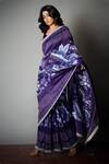 Saksham Neharicka_Blue Chanderi Saree With Blouse Fabric_Online_at_Aza_Fashions