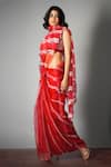 Buy_SAKSHAM & NEHARICKA_Red Silk Organza Saree With Blouse Fabric  _Online_at_Aza_Fashions