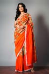 Buy_SAKSHAM & NEHARICKA_Red Chanderi Printed Saree With Blouse Fabric _at_Aza_Fashions