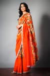 Buy_SAKSHAM & NEHARICKA_Red Chanderi Printed Saree With Blouse Fabric _Online_at_Aza_Fashions