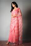 SAKSHAM & NEHARICKA_Pink Silk Organza Saree With Blouse Fabric _Online_at_Aza_Fashions