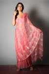 Buy_SAKSHAM & NEHARICKA_Pink Silk Organza Saree With Blouse Fabric _Online_at_Aza_Fashions