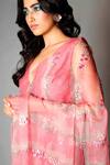Shop_SAKSHAM & NEHARICKA_Pink Silk Organza Saree With Blouse Fabric _Online_at_Aza_Fashions