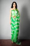 Buy_SAKSHAM & NEHARICKA_Green Silk Organza Saree With Blouse Fabric _at_Aza_Fashions