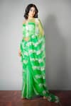 SAKSHAM & NEHARICKA_Green Silk Organza Saree With Blouse Fabric _Online_at_Aza_Fashions