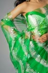 Shop_SAKSHAM & NEHARICKA_Green Silk Organza Saree With Blouse Fabric _Online_at_Aza_Fashions
