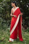 SAKSHAM & NEHARICKA_Red Georgette Embroidery Sequin Saree With Unstitched Blouse Piece _Online_at_Aza_Fashions