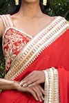 SAKSHAM & NEHARICKA_Red Georgette Embroidery Sequin Saree With Unstitched Blouse Piece _at_Aza_Fashions