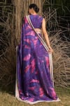 Shop_SAKSHAM & NEHARICKA_Purple Chanderi Print And Embroidery Saree With Unstitched Blouse Piece _at_Aza_Fashions