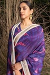SAKSHAM & NEHARICKA_Purple Chanderi Print And Embroidery Saree With Unstitched Blouse Piece _at_Aza_Fashions